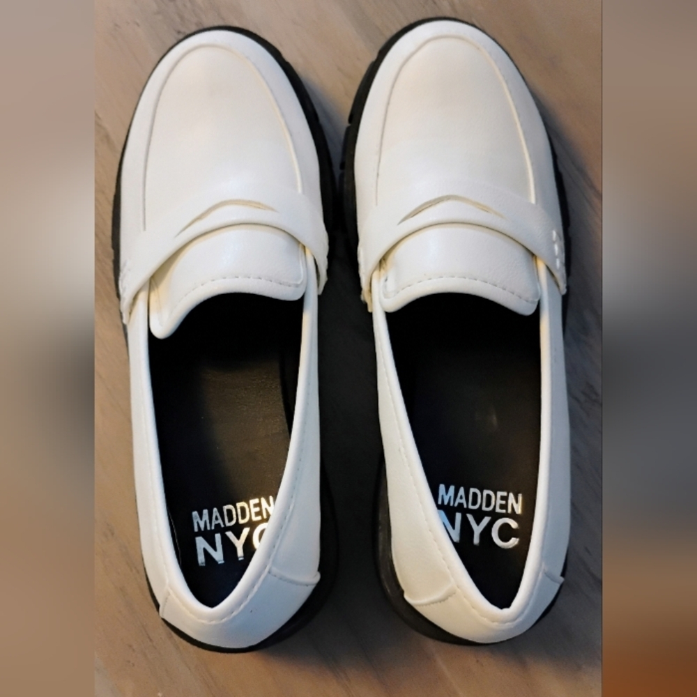 Madden NYC White Platform Loafers - Picture 2 of 3